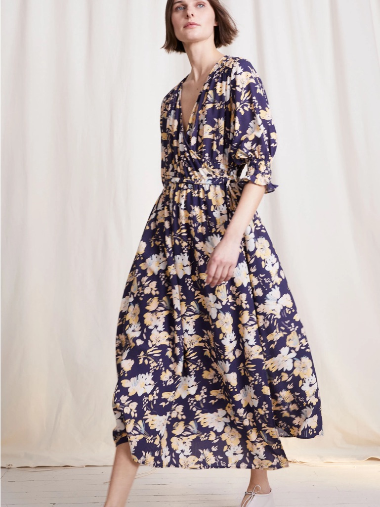 Apiece Apart Lucinda Wrap Floral Midi